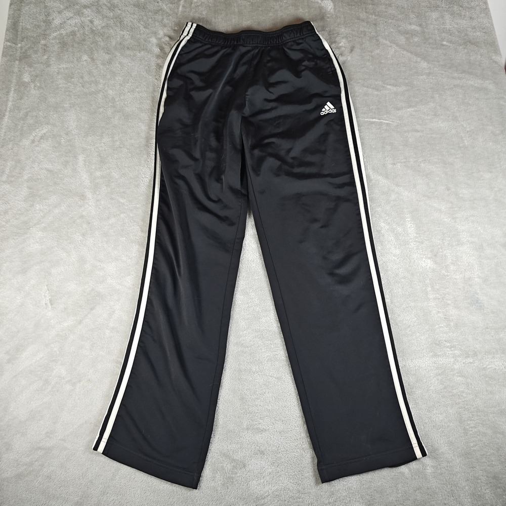 Adidas Track Pants Womens Medium Black White Three Stripe Skater Y2K